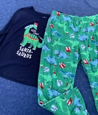 JAMMIES For YOUR FAMILIES Santa Saurus Dinosaur Pajamas Size Womens XL ❤️sj7m21