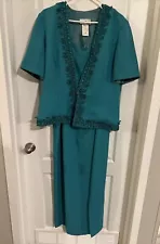 ON SALE!!!!! Miiller New York Womens 2 Piece Dress Size 18 Blue/Green