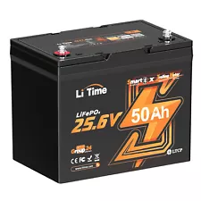 LiTime 24V 50Ah TM Bluetooth LiFePO4 Lithium Battery For Trolling Motor Solar