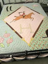 The Land of Nod Equestrian Run For The Roses Derby Twin Size Equestrian Quilt