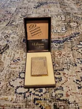 Rare S.T. Dupont Line 1 Small Gold Plated Lighter w/Box & Paperwork - Vintage