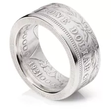 Morgan Silver Dollar Coin Ring - 1921 - Narrow Band - Polished Finish