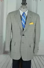 Jos A Bank Joseph Men's Gray & Black Geometric Wool Sport Coat Blazer 42R 42 R