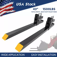 1500Lbs 43" Tractor Clamp On Pallet Forks Skid Steer Loader Bucket Quick Attach