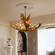 8-Light Antler Chandelier Retro Deer Horn Chandelier Lighting Ceiling Fixture