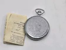 Russian Mechanical Wind Up Pocket Watch VTG 1990 w Bill of Sale For Repair CCCP