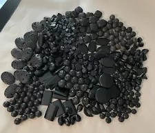 Loose Bead Lot #5 Black Onyx Lava Pumice Stone Carved Agate Flowers Nugget Round