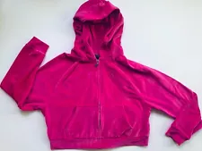 Victoria's Secret Hot Pink Velvet Cropped Zip Hoodie - Size XS Velour VS Logo