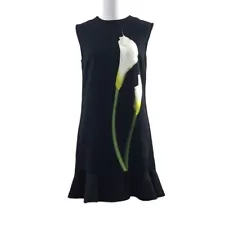 Victoria Beckham For Target Black Calla Lily Peplum Dress Womens XS Sleeveless