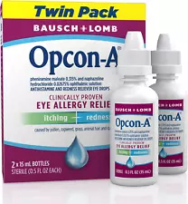 Opcon-A Allergy Eye Drops by Bausch + Lomb, for Itch and Redness Relief, Red and