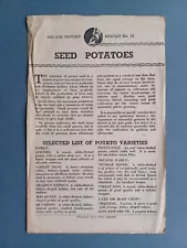 ORIGINAL "DIG FOR VICTORY" LEAFLET NO. 12 "SEED POTATOES"