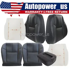 For 2007-2013 Chevy Silverado Tahoe Yukon Sierra Front Leather Seat Cover Black