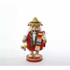 Kurt Adler Wooden Chubby Mexican Nutcracker Table Piece, Red