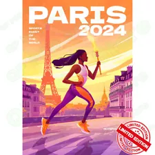 SALE!!_ Athlete Olympic Torch Eiffel Tower 2024 Olympics Poster In Paris France