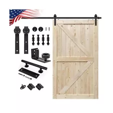 S&Z TOPHAND 46 in. x 84 in. Unfinished British Brace Knotty Barn Door with 8F...