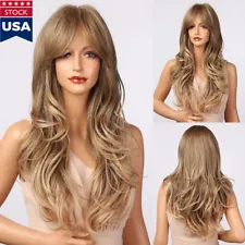 Blonde Heat-resistant Long Curly Hair Brown Curly Wigs Popular for Women Gift US