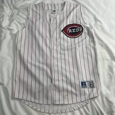 Russell Vintage MLB Cincinnati Reds Pinstripes Sleeveless Baseball Jersey Sz M