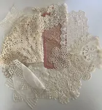 Lot Of 12 Vintage Doilies Of Various Sizes And Colors (As Found From Old Estate)