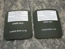 (2) STRIKE FACE BODY ARMOR SIDE PLATES LEFT & RIGHT LEVEL III CERAMICS 7" x 8"