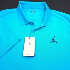 NEW! NIKE -AIR JORDAN GOLF POLO SHIRT -XL- OCEAN BLUE POLY PERFORMANCE STRETCH