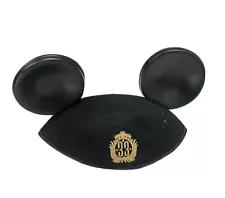 Disneyland Club 33 Mickey Ears Black Hat Gold Embroidered Disney Used Adult Size