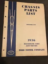 FORD chassis Parts List 1936 Passenger Cars And Trucks