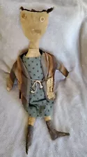 Primitive Handmade Doll Folk Art Fabric 25"