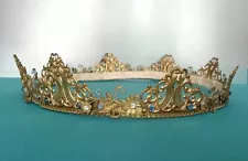 1950s Adult Gold Metal Royal Queen Princess Medieval Crown Tiara Cosplay Costume