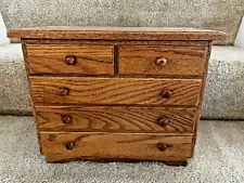 Amish Made Oak Jewelry Box Chest 5 Drawer 14"W x 11"H X 7"D