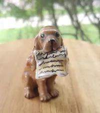 Vintage Cocker Spaniel Puppy Dog w/ Newspaper Ceramic Figurine Japan