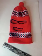 Red Adult ski mask, black and white deco, nice