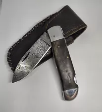 Handmade Damascus Folding Knife Made In Oklahoma