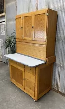 Oak Kitchen Cabinet Hutch, Hoosier Cabinet Cupboard, Sellers Cabinet, Enamel Top