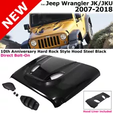 For Jeep JK Wrangler 07-18 Steel Front Rubicon 10th Anniversary Hard Rock Hood