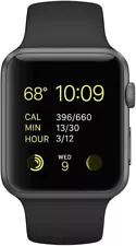 Apple Watch Sport 42mm Space Gray Aluminum Case Black Band Smartwatch Series1