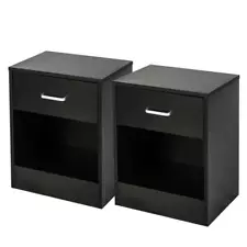 Set of 2 Nightstand End Beside Table w/Drawer Storage Bedroom Organizer New