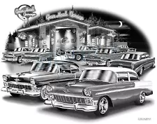 1956 CHEVY BELAIR POST CLASSIC MUSCLE CAR ART PRINT #1511 "FREE USA SHIPPING"