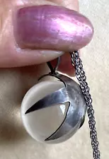 Antique POOLS OF LIGHT 20mm Copper & Silver Cage Artisan PENDANT STERLING Chain