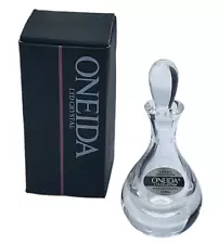 Vintage Oneida Perfume Bottle Lead Crystal Teardrop Hand Cut & Blown Glass New