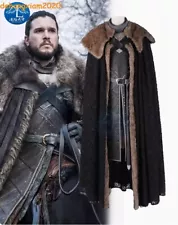 Game of Thrones Season 8 Jon Costume Cosplay Snow Suit Cloak Outfit