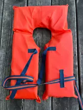 Life Jacket Vest Preserver Type II Orange CHILD Fishing Boating PFD-USA Vintage