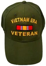 Vietnam ERA Veteran Baseball Cap OD Green Military Hat with Ribbon for Men Women