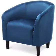 Modern Velvet Accent Chair Comfy Club Barrel Chair for Living Room Pagoda Blue