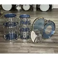 Used Vintage Zickos Acrylic 7pc Drum Set Clear-DCP