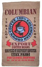 COLOMBIAN COFFE BEAN BURLAP BAG #26 feed bags gunny sack novelty WALL decor SAC