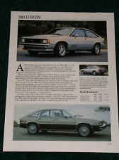 ★★1981 CHEVY CITATION SPEC SHEET INFO PHOTO 81 X-11 X11 HO COUPE ★★