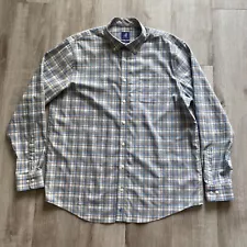 Johnnie O Prep Formance Blue Gray Plaid Shirt Button Up Long Sleeve Mens Size XL