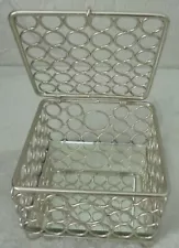 Metal Mirrored Glass Jewelry Box Trinket Box Square Home Decor Circle Design