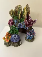 Fish Tank Aquarium Decoration Coral Reef Resin Corner Cave 7.75”x 6”x8" Colorful