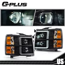 Fit For 07-13 Chevy Silverado 1500/2500/3500 LED DRL Projector Headlights Black (For: More than one vehicle)